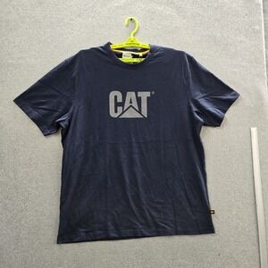 CAT Men Shirt‎ XL Navy Blue Logo Short Sleeve NWT